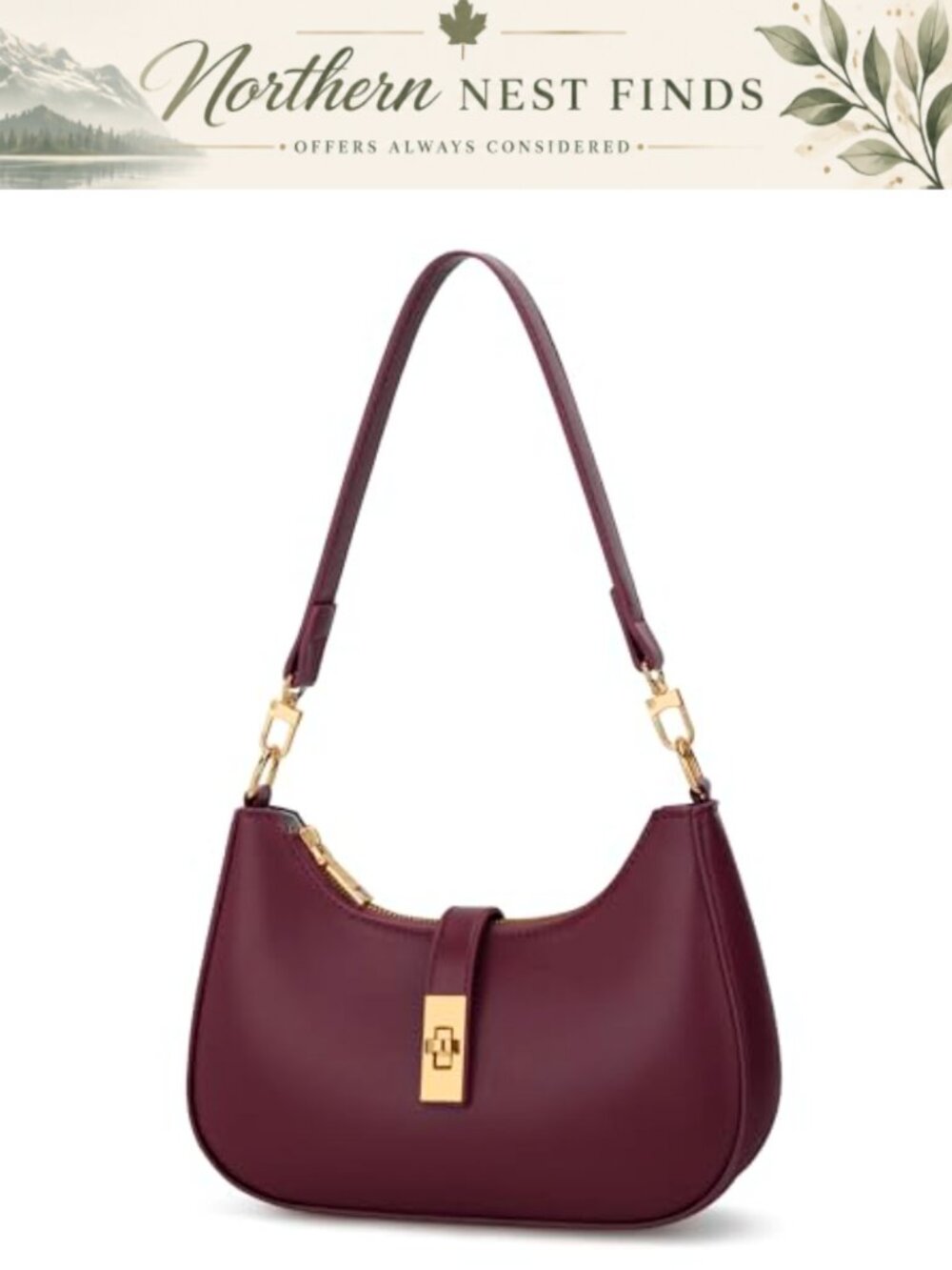 PU Leather Shoulder Bag Hobo Handbag Vegan Leather Small Clutch Purse